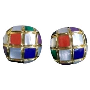 Asch Grossbardt 14k Gold Multi Gemstone  Earrings Large 17.8 grams